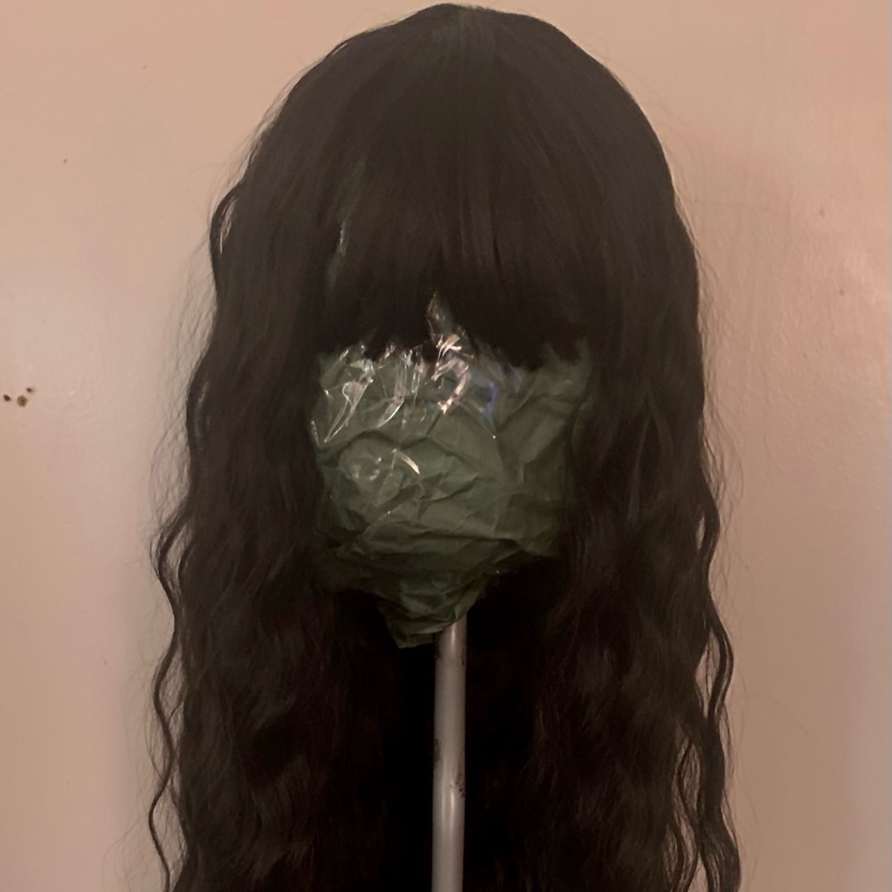 WIGPOP
Extra Long 38” inch long
Wavy Dark Brown Wig with Bangs